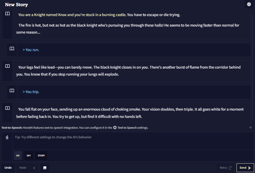 NovelAI Text Adventure Mode