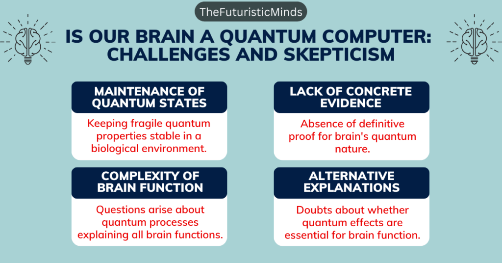 Is our Brain a Quantum Computer: 
Challenges and Skepticism