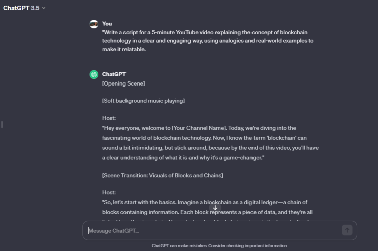 ChatGPT prompt for creating YouTube Videos